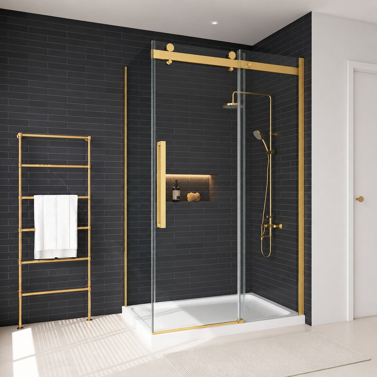 Baño con Acabados Dorados